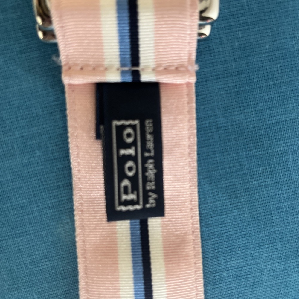 VTG Polo Ralph Lauren RL67 Fabric Belt  Pink Blue Stripe USA Made Preppy - Picture 3 of 8